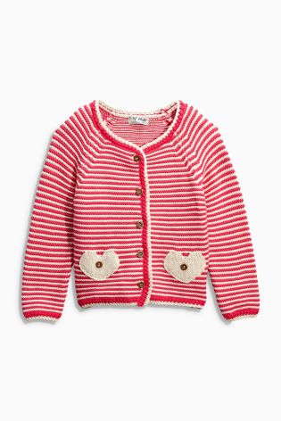 Raspberry Striped Cardigan (3mths-6yrs)